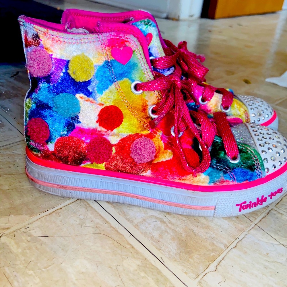 Girls twinkle toes velour sneakers
